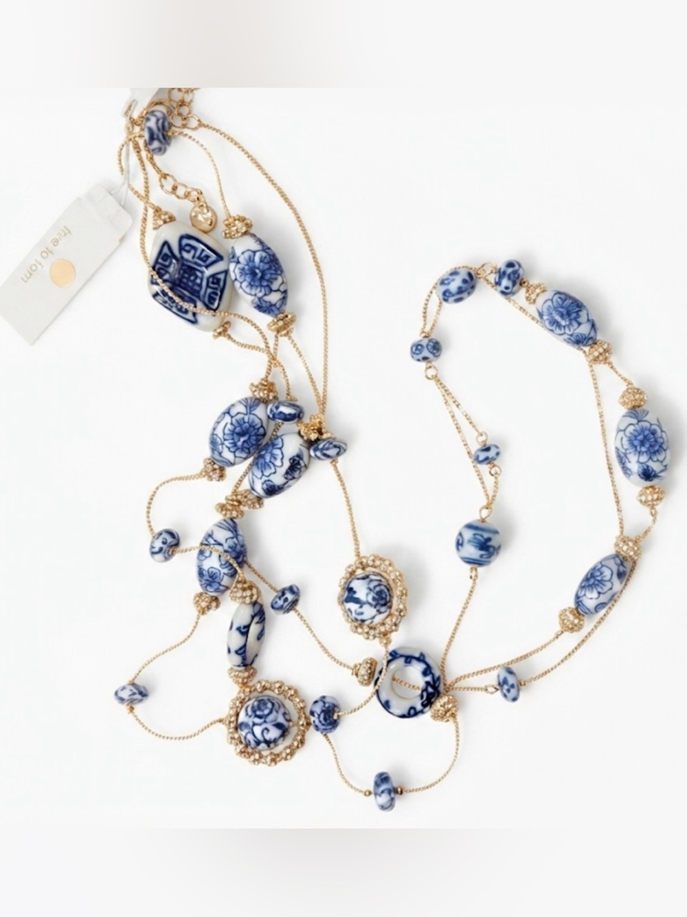 NWT ⚜️💙⚜️ True To Form Bamboo Link Multicolored Gemstones Necklace